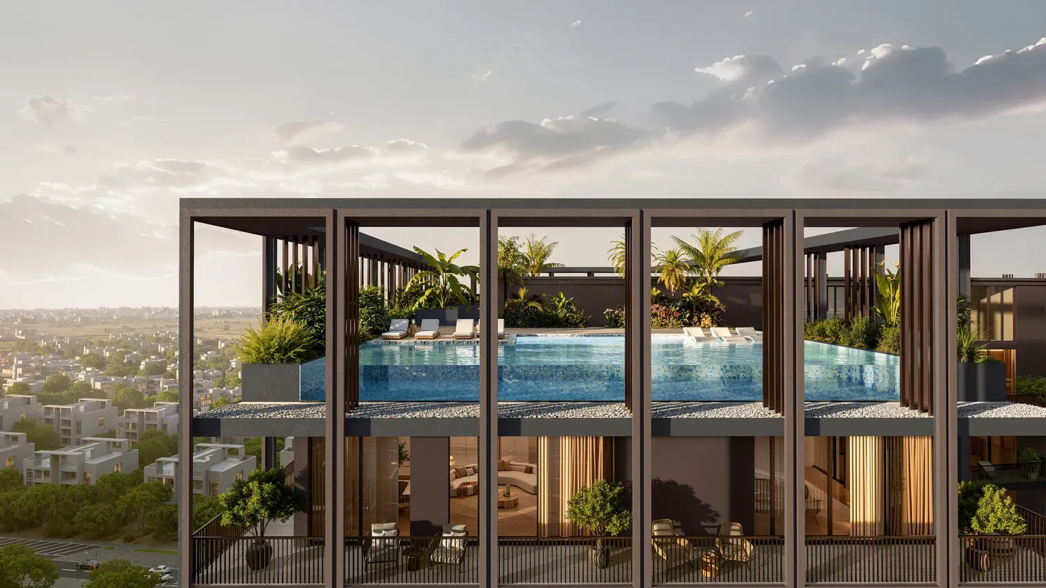 Rooftop pool at The Archive overlooking DLRC