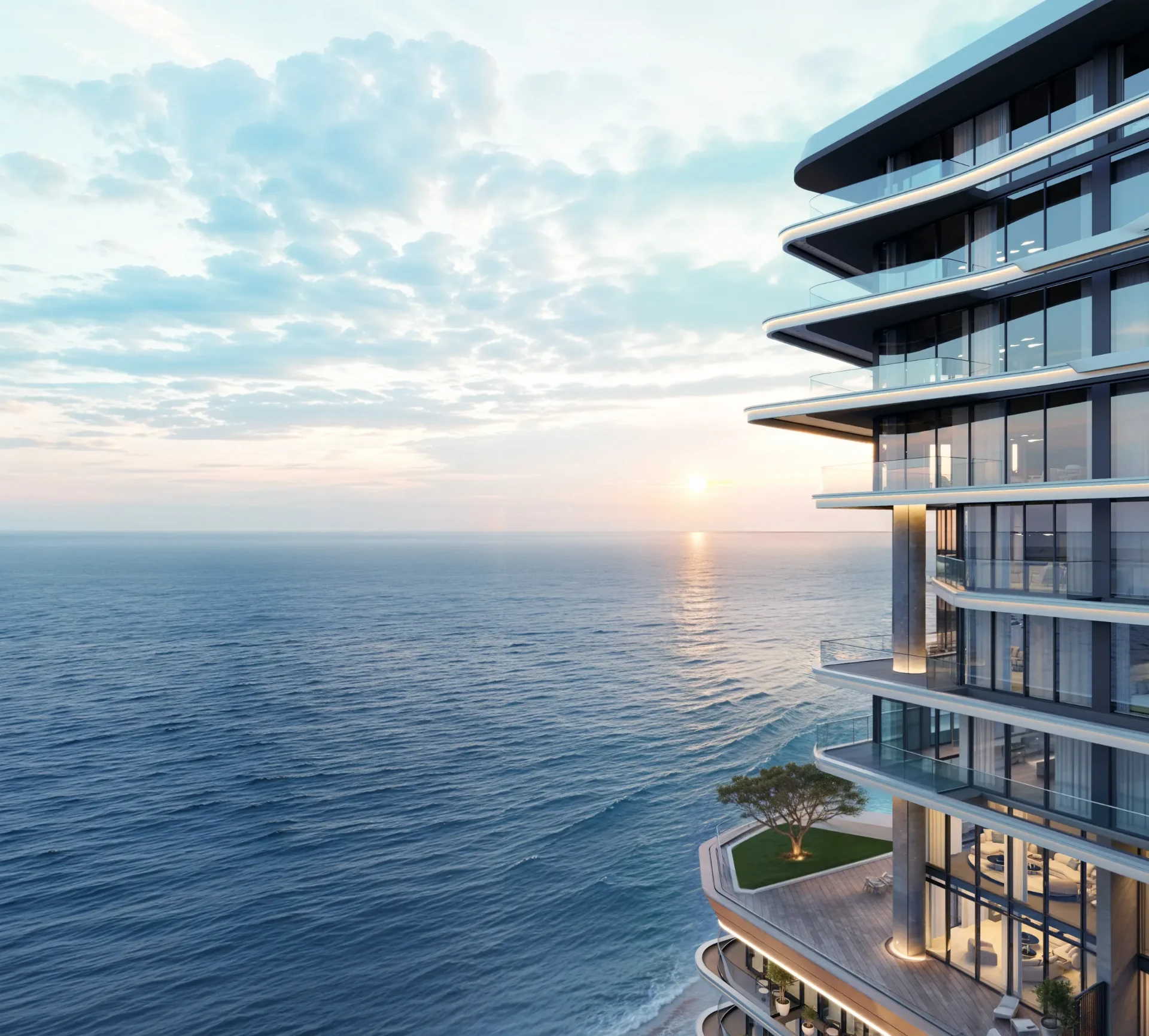Vue mer depuis le balcon d’un appartement Costa Mare