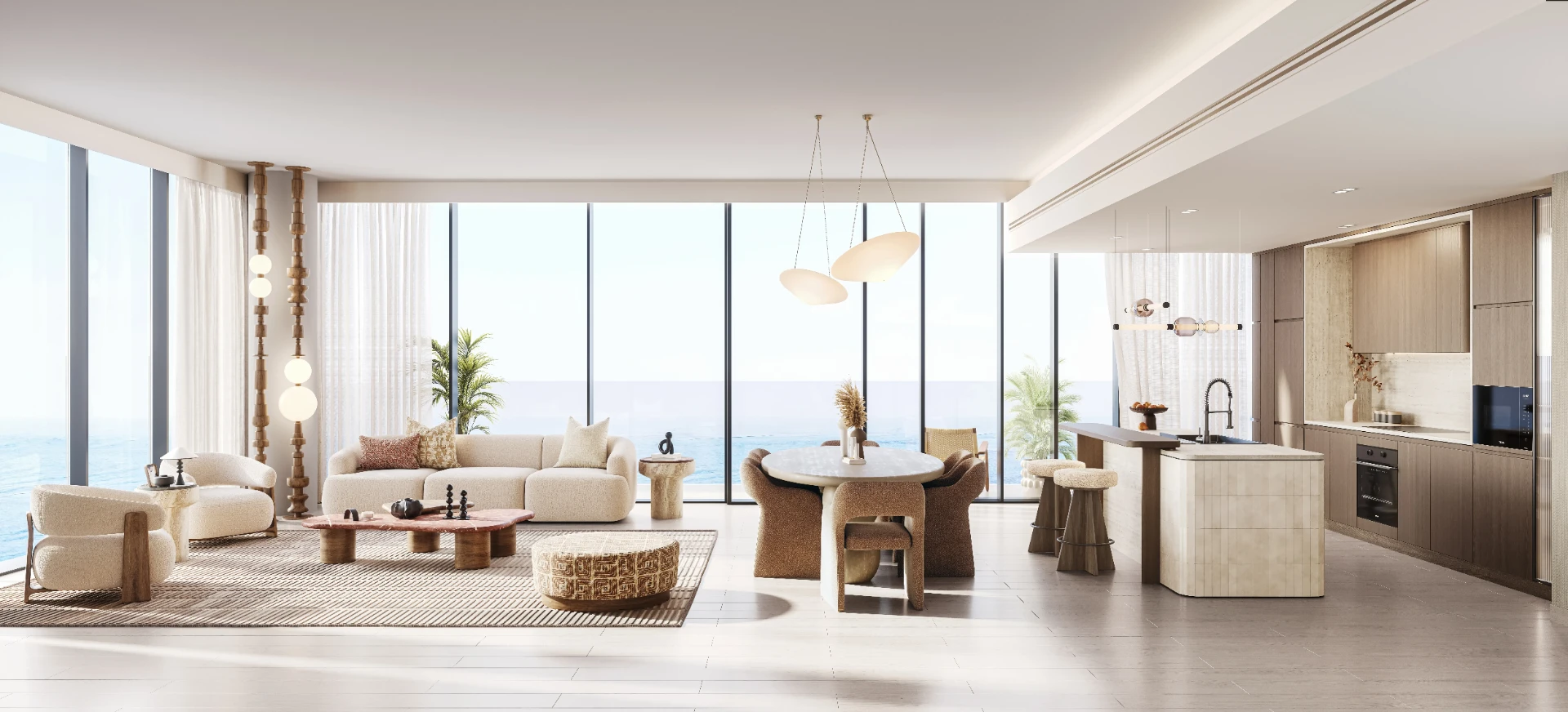 Séjour et salle à manger d’un appartement Costa Mare