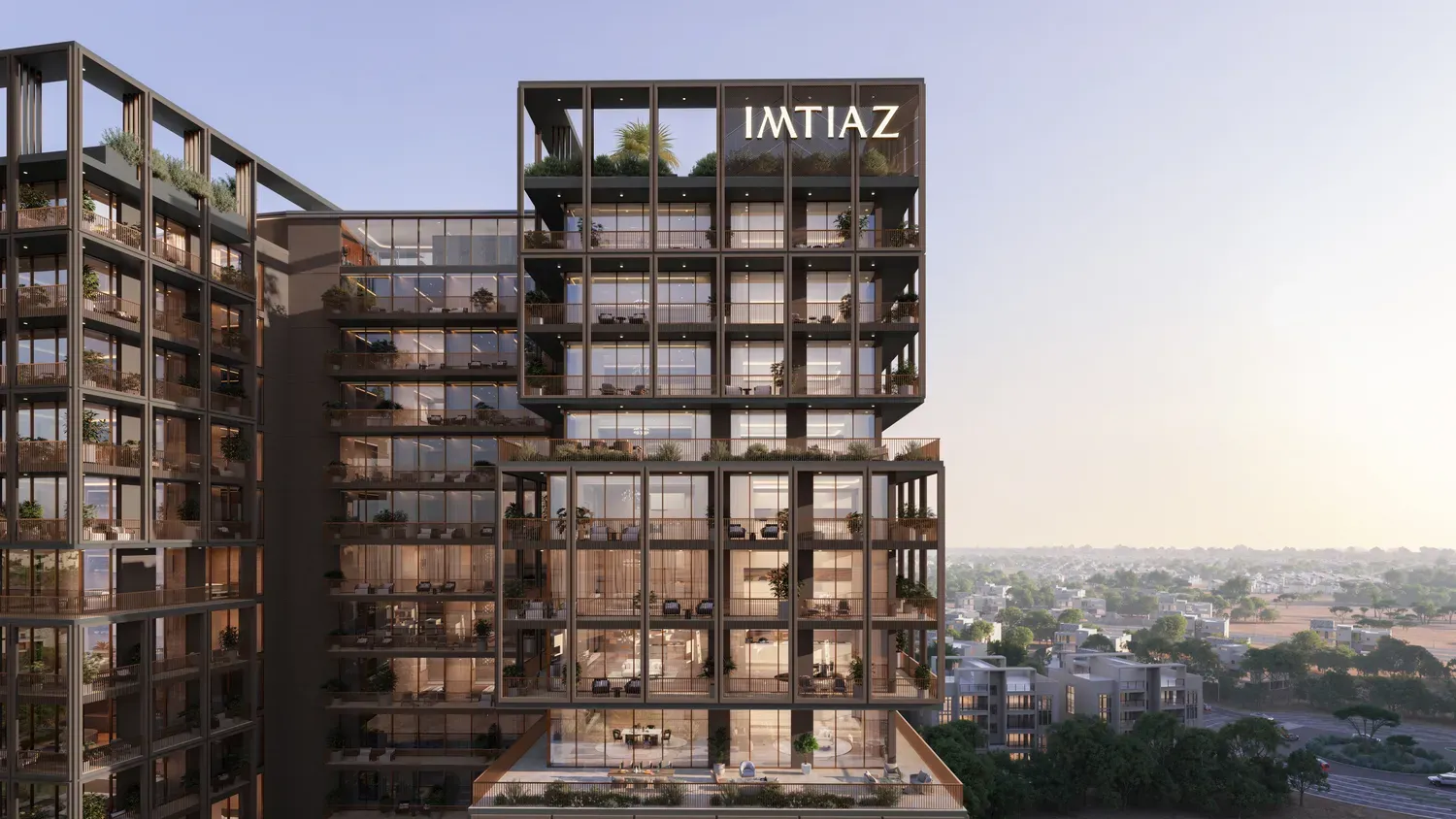 Facade and planted terraces of The Archive by Imtiaz