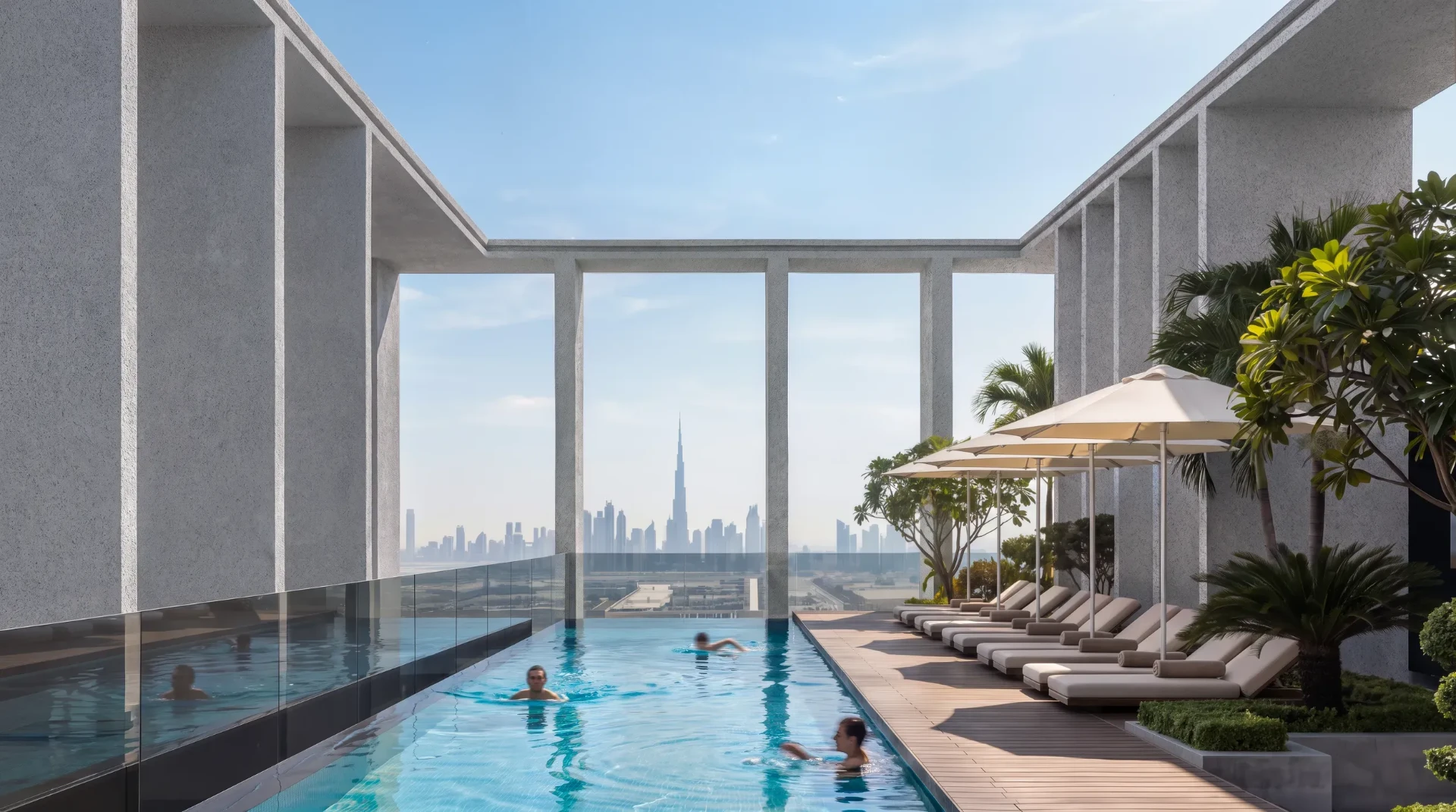 Piscine et espaces extérieurs de KORE by Imtiaz