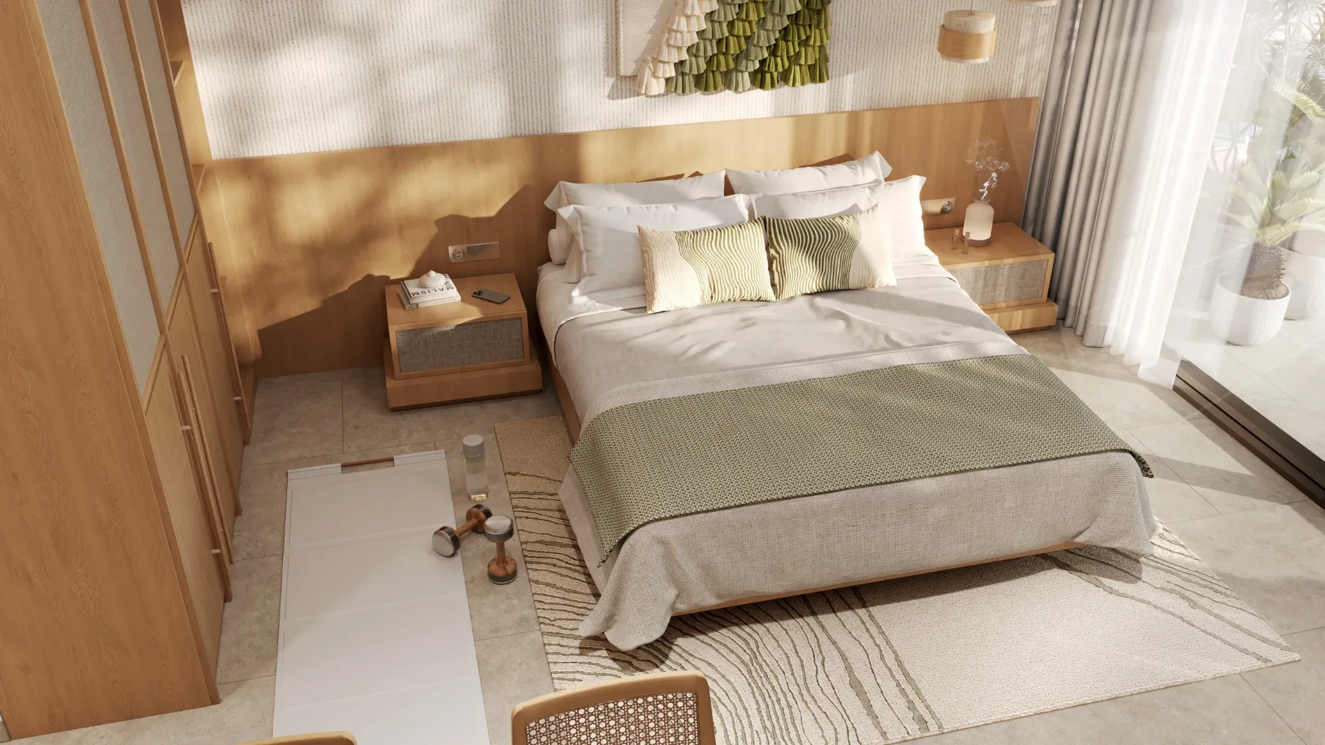 Séjour avec baies vitrées dans un appartement KORE by Imtiaz