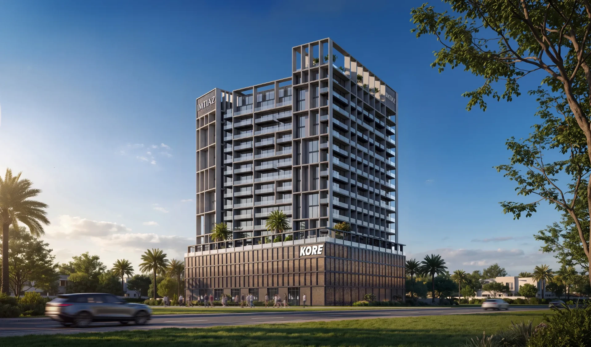 Vue extérieure de la résidence KORE by Imtiaz, Dubailand