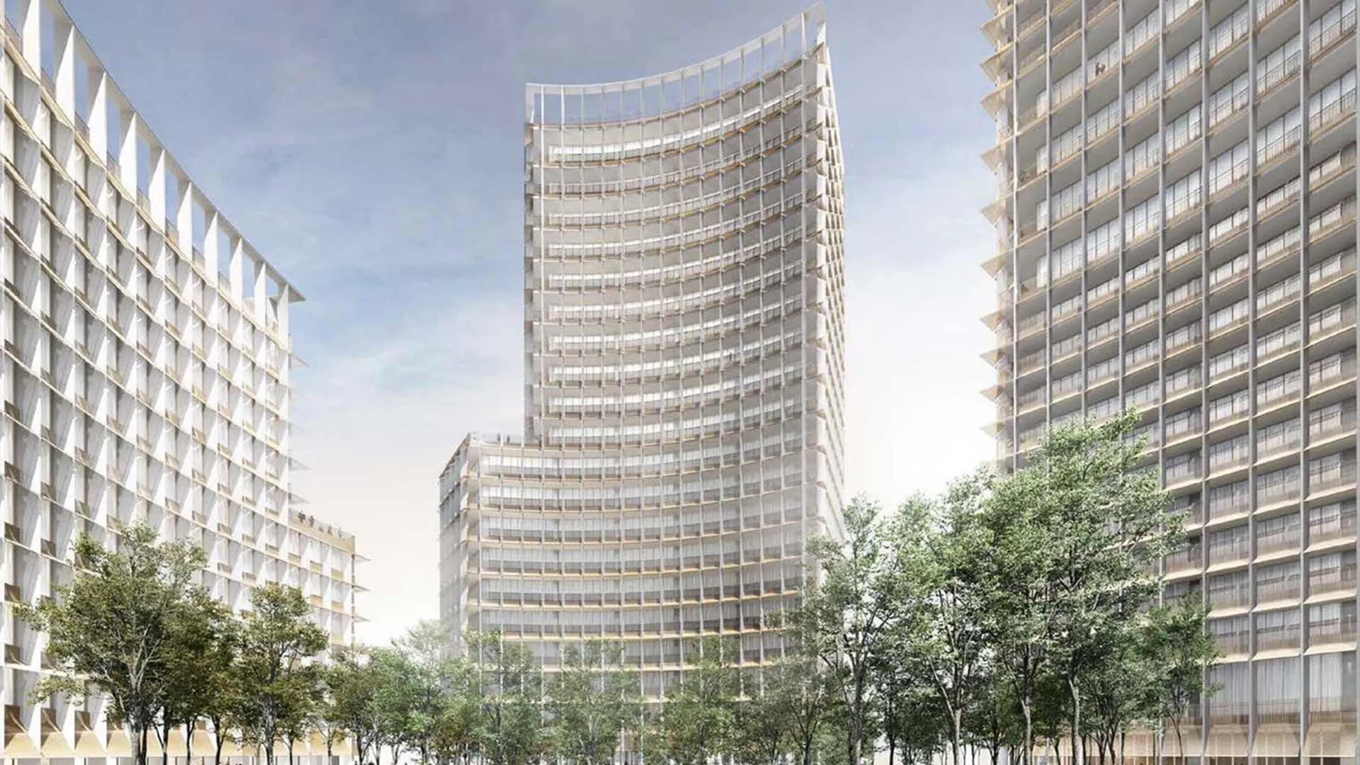 Les tours des Four Seasons Private Residences DIFC vues depuis l’esplanade