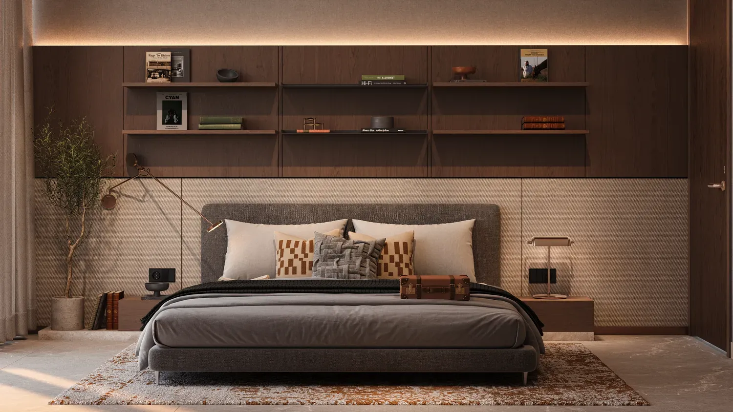 Furnished bedroom in a The Archive by Imtiaz apartment