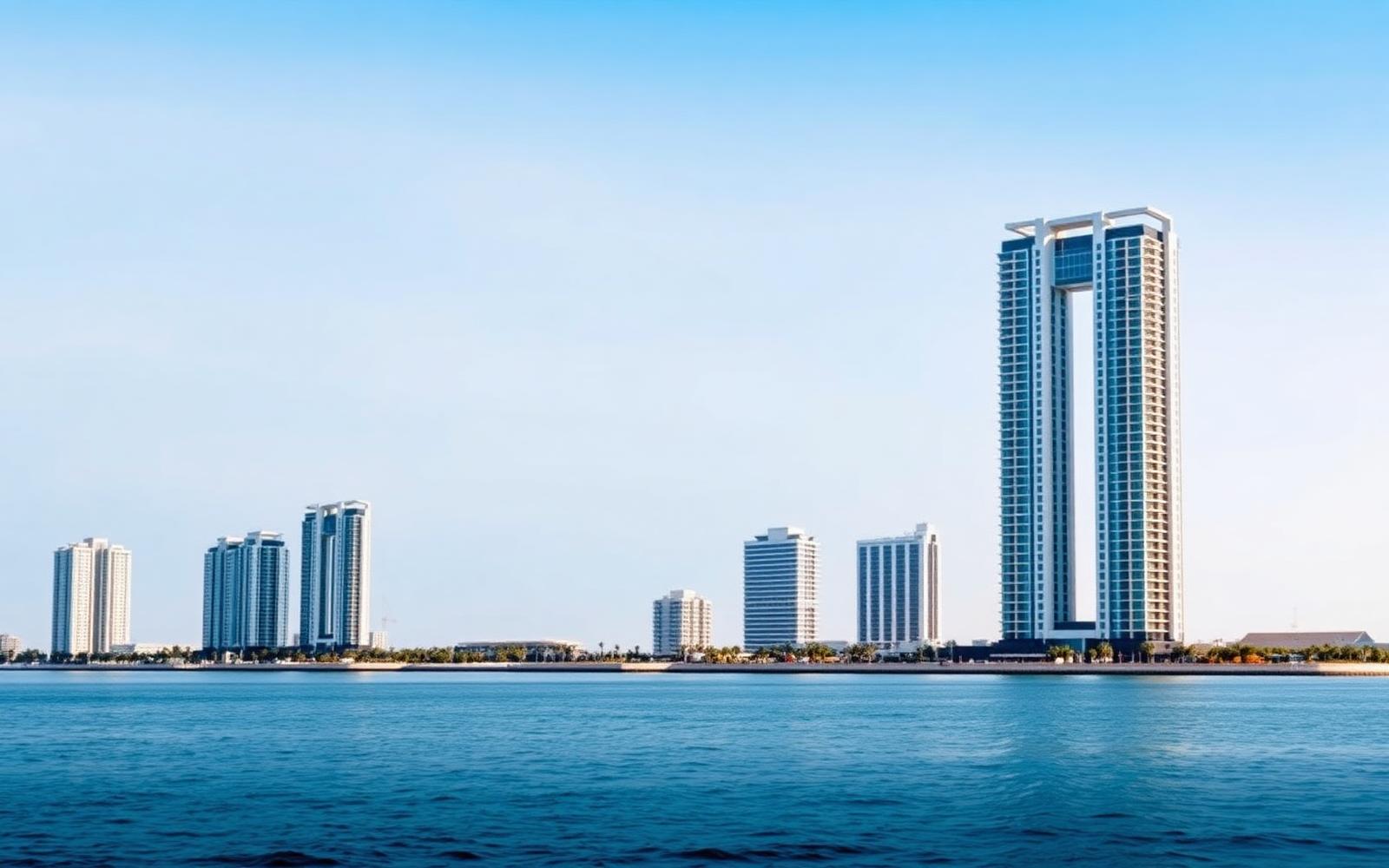 Al Reem Island residential towers in Abu Dhabi seen from the waterfront